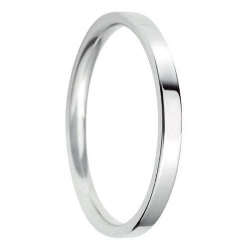 2mm Flat Court Light Wedding Ring in 9ct White Gold