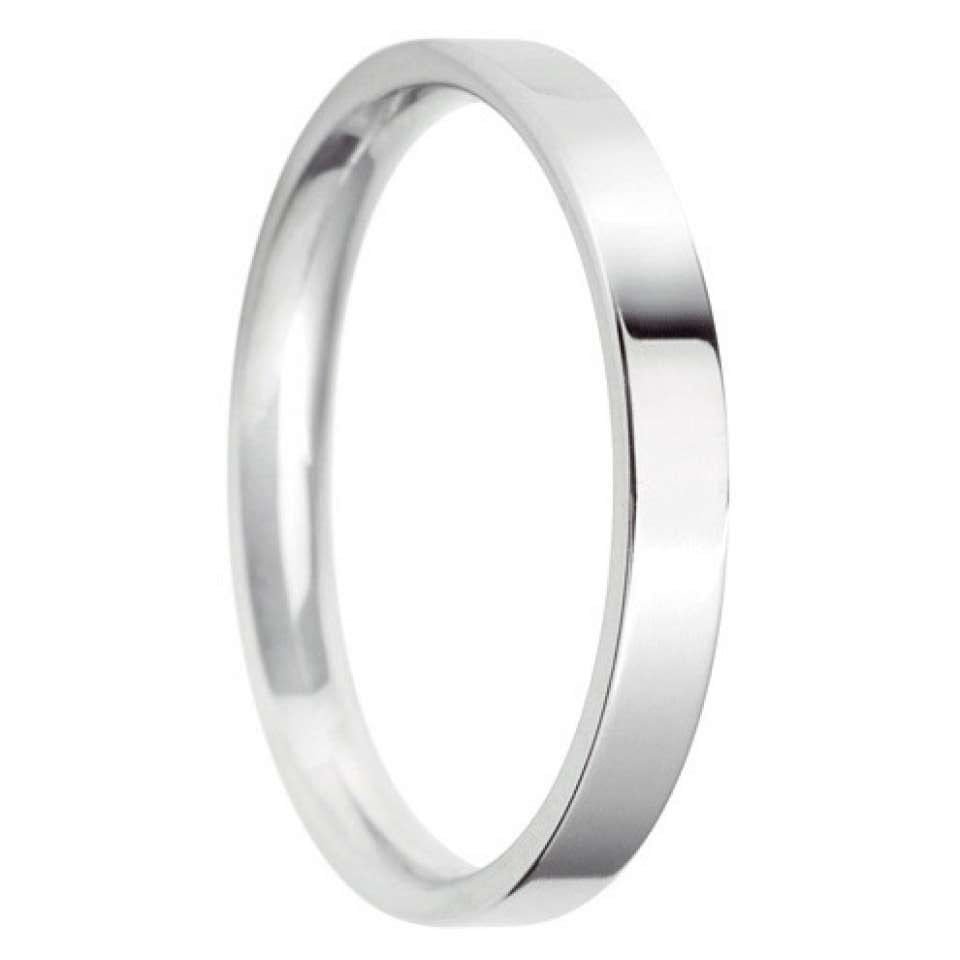 2.5mm Flat Court Light Wedding Ring in 9ct White Gold