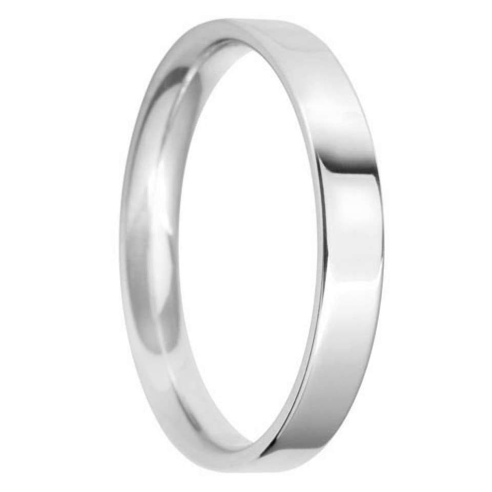 3mm Flat Court Light Wedding Ring in 9ct White Gold