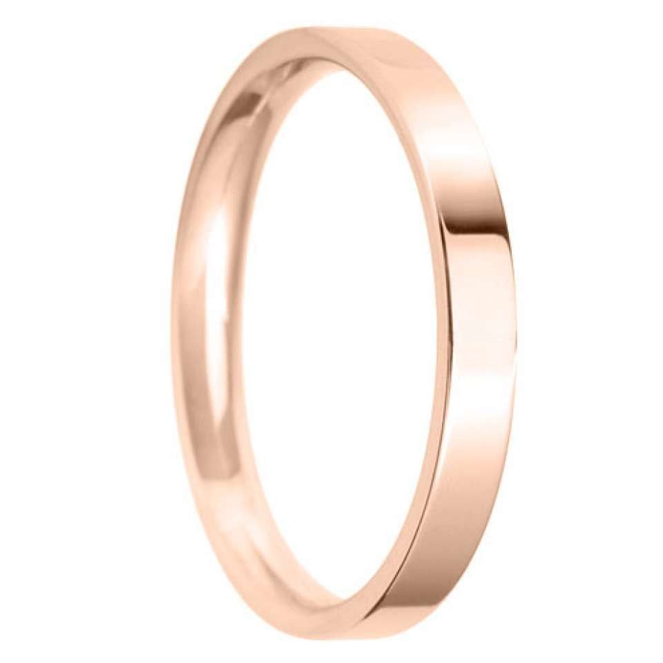 2mm Flat Court Light Wedding Ring in 9ct Rose Gold