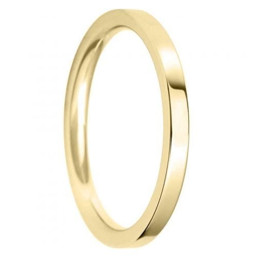 2mm Flat Court Light Wedding Ring in 9ct Yellow Gold