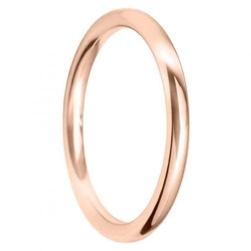 2mm Court Shape Light Wedding Ring in 9ct Rose Gold