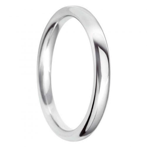 2mm Court Shape Light Wedding Ring in 9ct White Gold