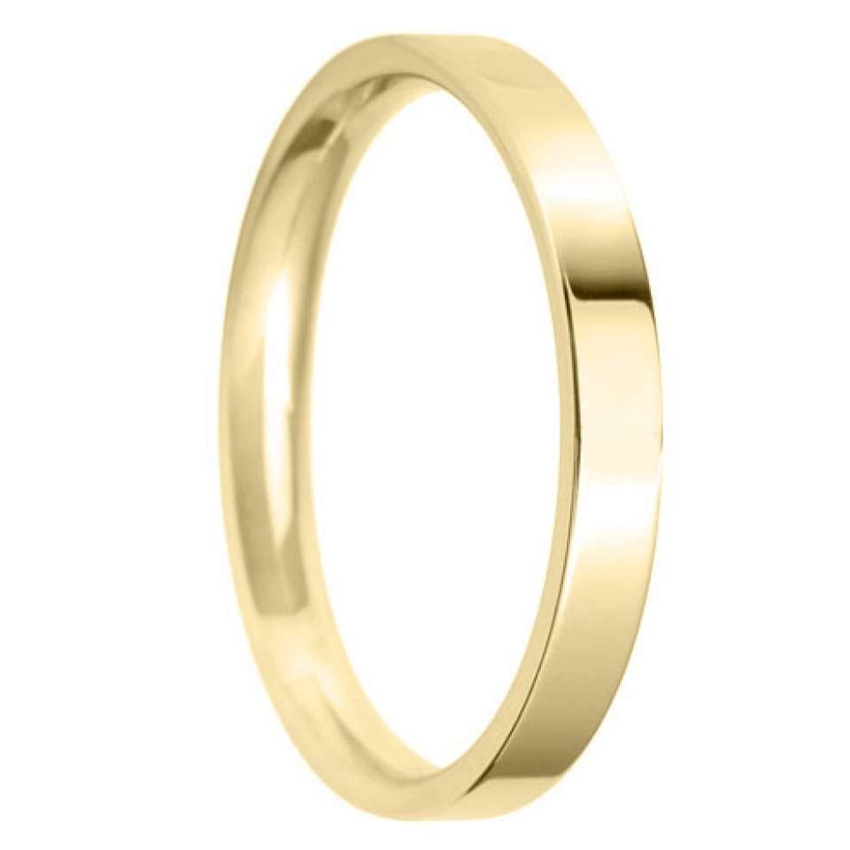 2.5mm Flat Court Light Wedding Ring in 9ct Yellow Gold