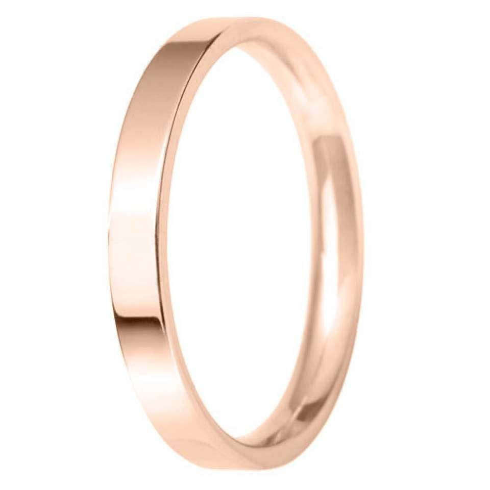 2.5mm Flat Court Light Wedding Ring in 9ct Rose Gold