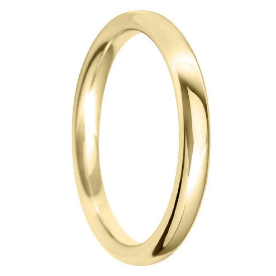 2.5mm Court Shape Light (1.3mm) Wedding Ring in 9ct Yellow Gold