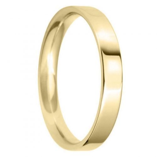 3mm Flat Court Light Wedding Ring in 9ct Yellow Gold