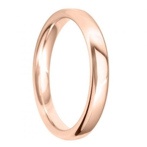 3mm Court Shape Light Wedding Ring in 9ct Rose Gold