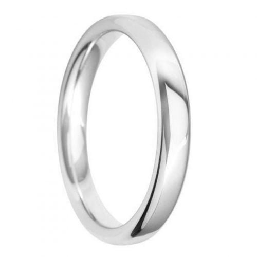 3mm Court Shape Light Wedding Ring in 9ct White Gold