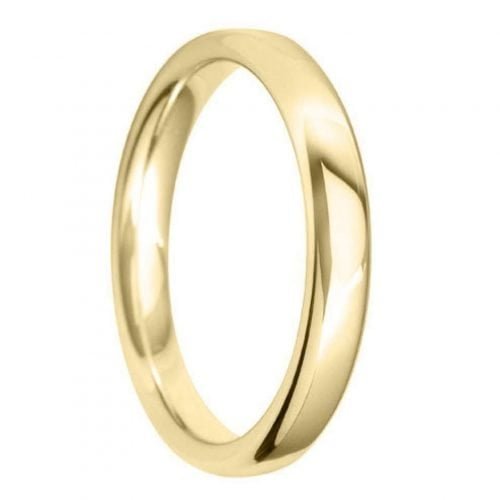 3mm Court Shape Light Wedding Ring in 18ct Yellow Gold