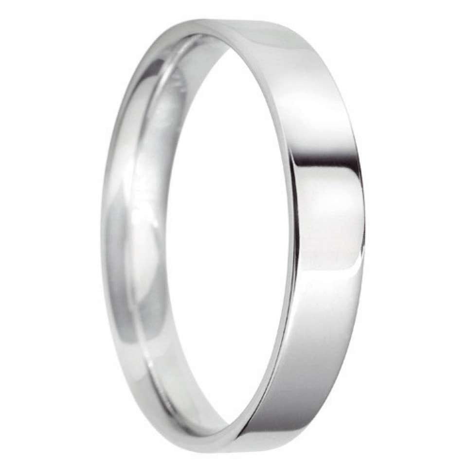 4mm Flat Court Light Wedding Ring in 9ct White Gold
