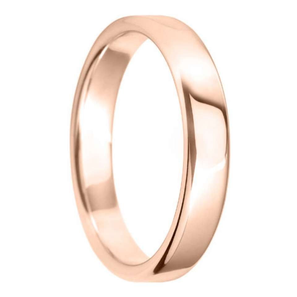 4mm Court Shape Light Wedding Ring in 9ct Rose Gold