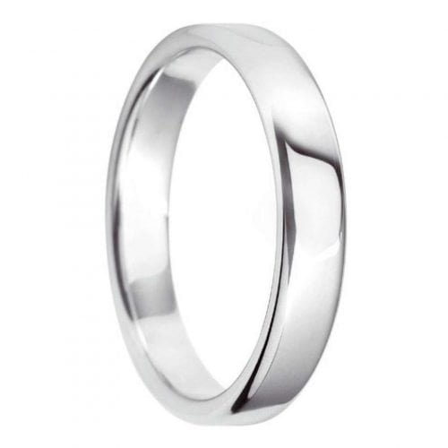 4mm Court Shape Light Wedding Ring in 9ct White Gold