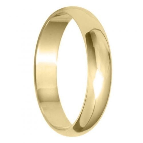 4mm D Shape Light Wedding Ring in 9ct Yellow Gold