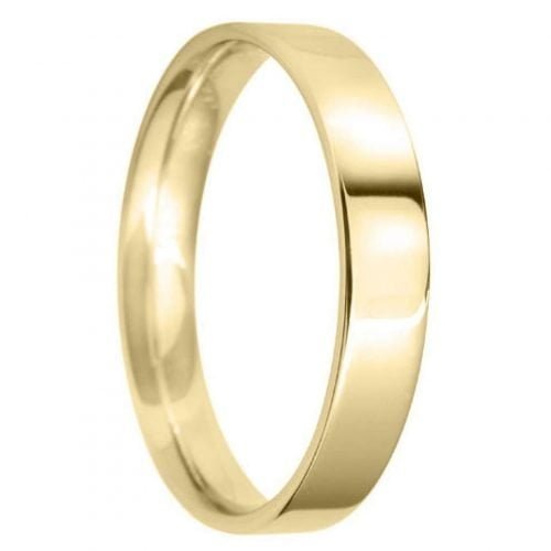 4mm Flat Court Light Wedding Ring in 9ct Yellow Gold
