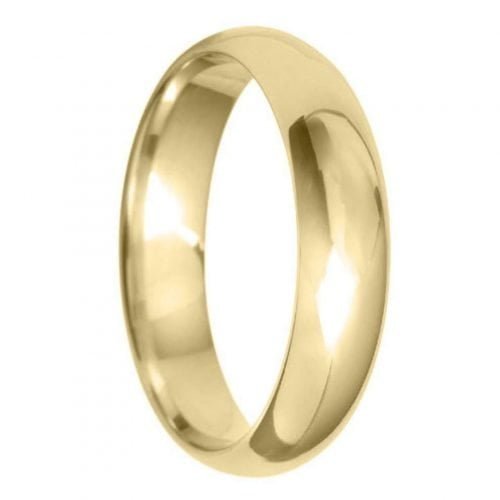 5mm D Shape Light Wedding Ring in 9ct Yellow Gold