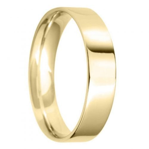 5mm Flat Court Light Wedding Ring in 9ct Yellow Gold