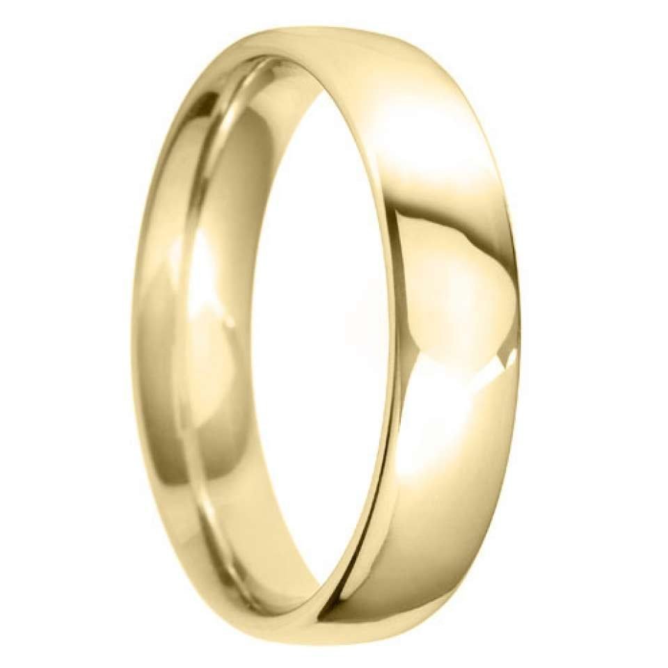 5mm Court Shape Light Wedding Ring in Yellow Gold