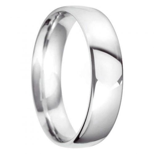 6mm Court Shape Light Wedding Ring in 9ct White Gold