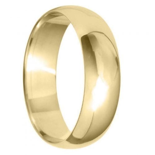 6mm D Shape Light Wedding Ring in 9ct Yellow Gold