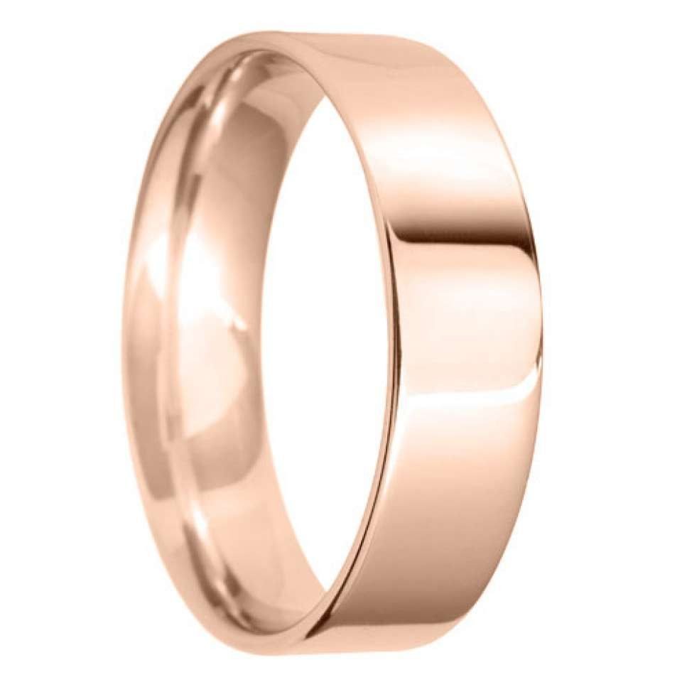 6mm Flat Court Light Wedding Ring in 9ct Rose Gold