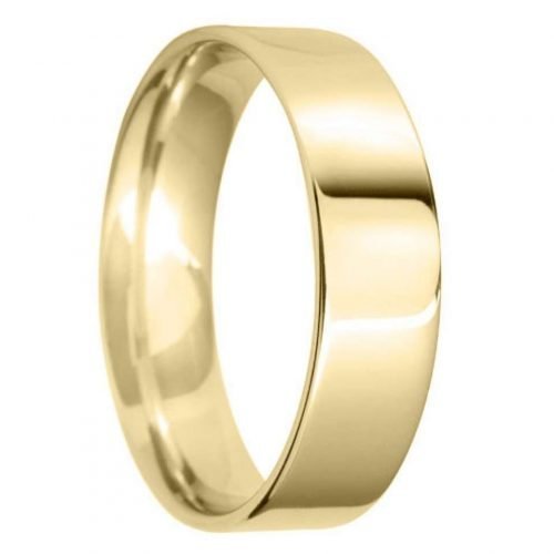 6mm Flat Court Light Wedding Ring in 9ct Yellow Gold
