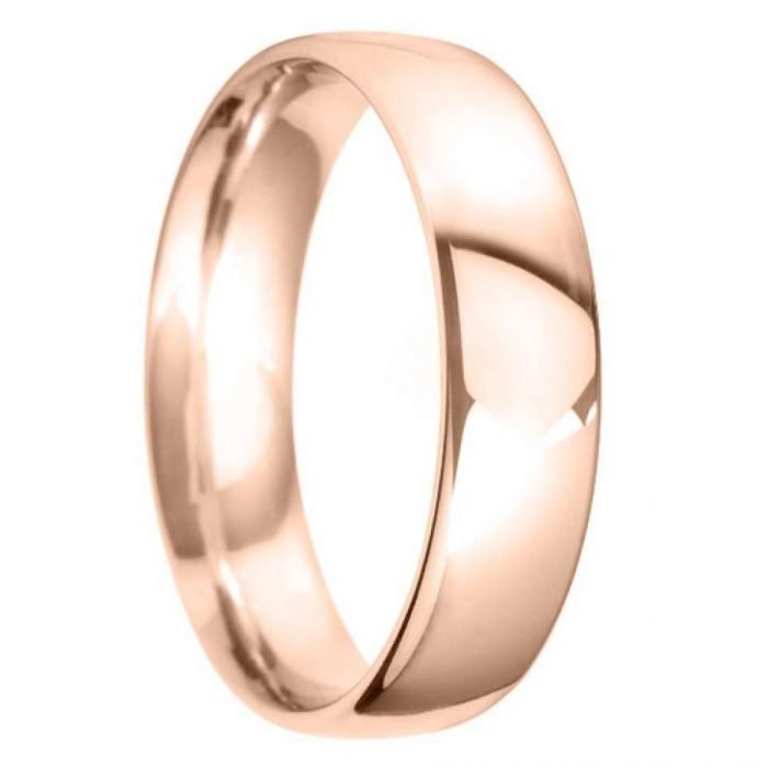 6mm Court Shape Light Wedding Ring in 9ct Rose Gold