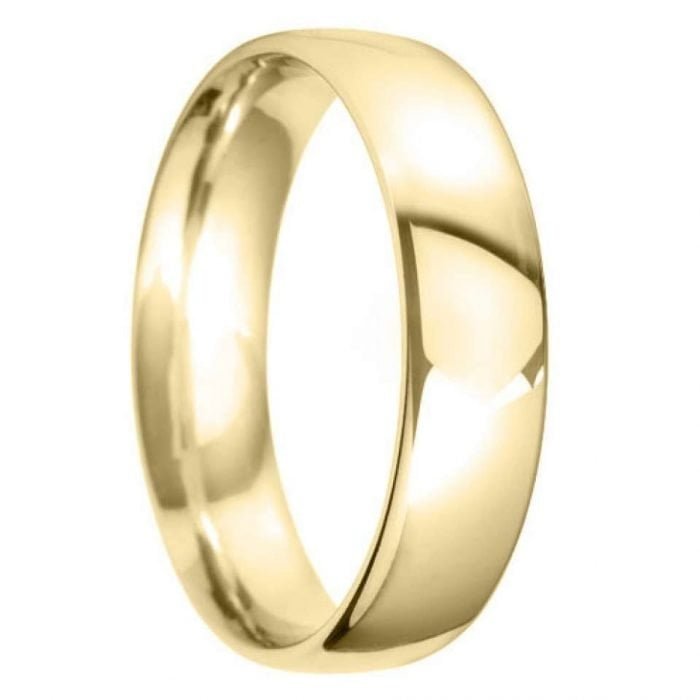6mm Court Shape Light Wedding Ring in Yellow Gold
