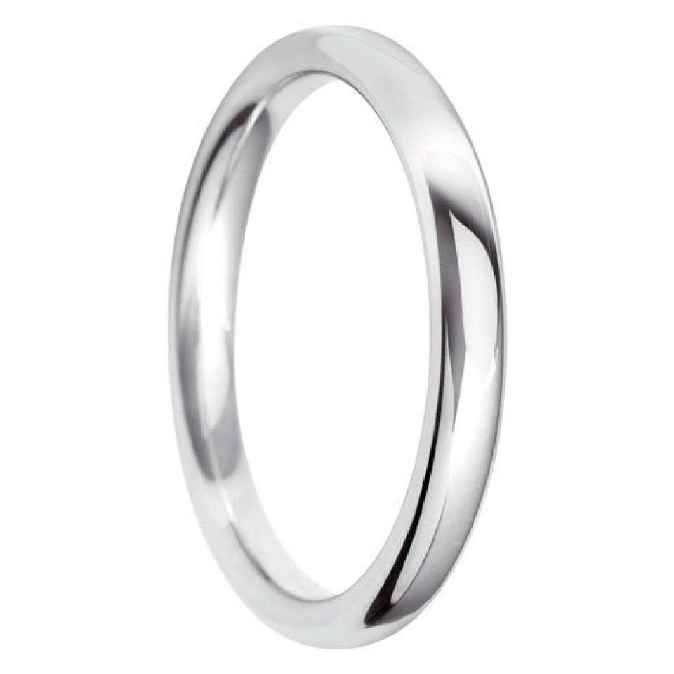 2.5mm Court Shape Light Wedding Ring in 9ct White Gold
