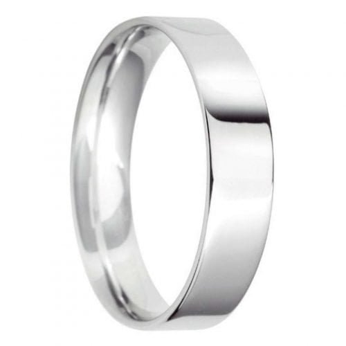 5mm Flat Court Light Wedding Ring in 9ct White Gold