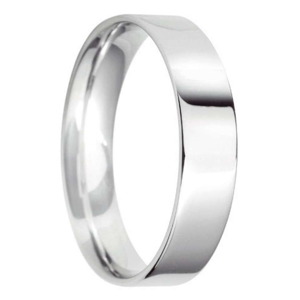 5mm Flat Court Light Wedding Ring in 9ct White Gold